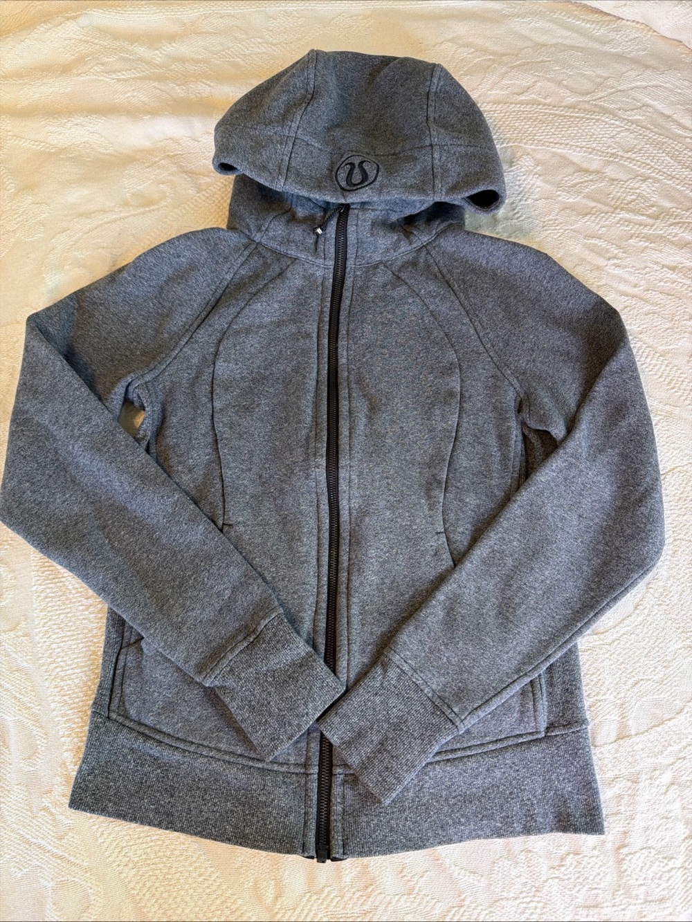 Lululemon Scuba Define Gray Full Zip Hooded Athletic Jacket Women Size 6